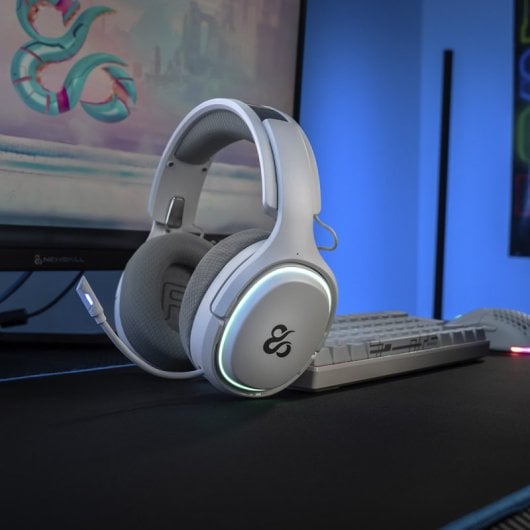 Cuffie da gioco wireless Newskill Aton V2 Ivory RGB Bluetooth 5.0 multipiattaforma bianche