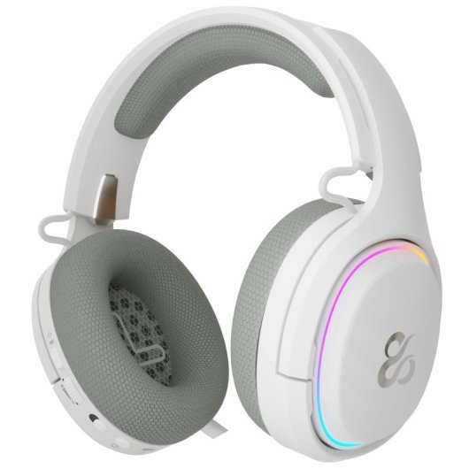 Cuffie da gioco wireless Newskill Aton V2 Ivory RGB Bluetooth 5.0 multipiattaforma bianche