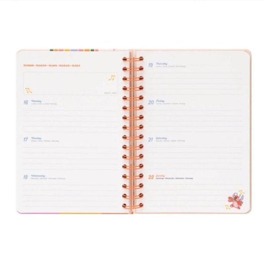 Agenda escolar A5 Tapa dura 12 meses Wire-o 178 páginas multilingüe accesorios