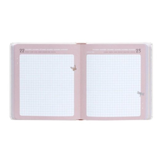 Agenda escolar tapa dura 14x16 cm día página multilingüe con pegatinas y bolsillo