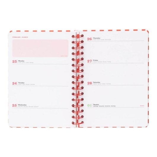 Agenda escolar A5 Tapa dura Wire-o Multilingüe 12 meses 178 páginas Marcapáginas Pegatinas