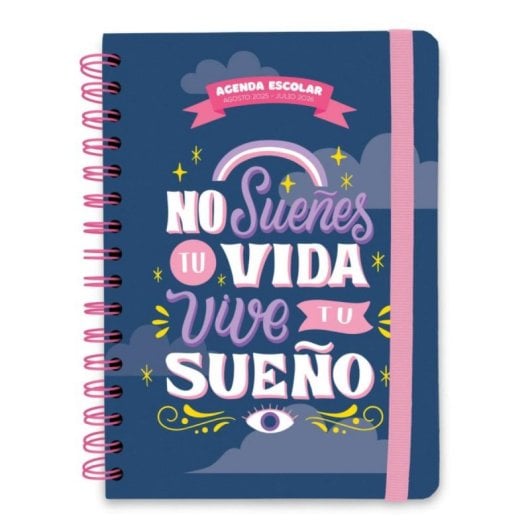 Agenda escolar Tapa dura Wire-O 16x22cm 158 páginas con pegatinas y marcapáginas