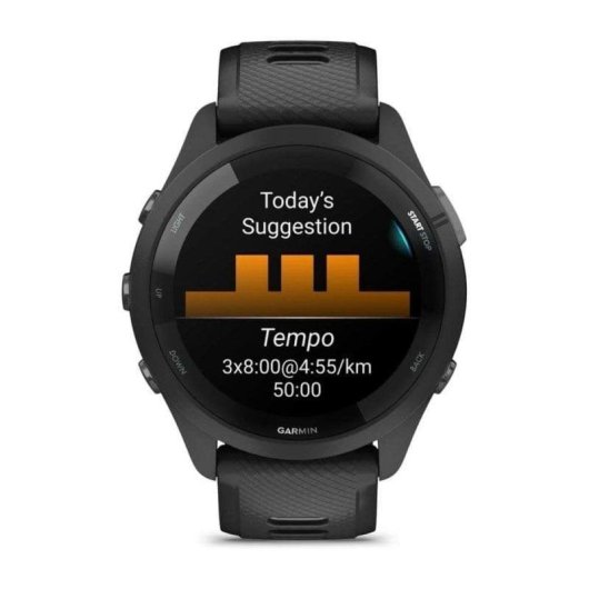 Garmin Forerunner 265 46mm Bisel y carcasa en negro con correa de silicona en negro/gris
