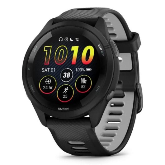 Garmin Forerunner 265 46mm Bisel y carcasa en negro con correa de silicona en negro/gris