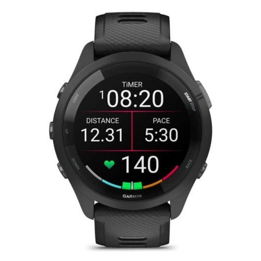 Garmin Forerunner 265 46mm Bisel y carcasa en negro con correa de silicona en negro/gris
