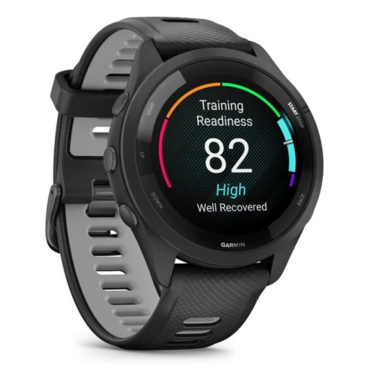 Garmin Forerunner 265 46mm Bisel y carcasa en negro con correa de silicona en negro/gris