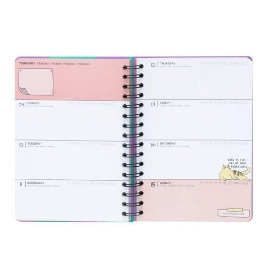 Agenda escolar A5 Tapa dura Wire-o Multilingüe 12 meses 178 páginas 100g/m² Pegatinas y Marcapáginas