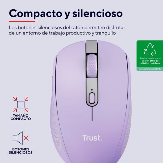 Souris Trust Ozaa sans fil Bluetooth 3200 DPI compacte avec batterie rechargeable