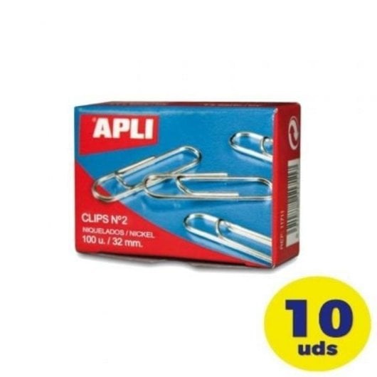 Clip n°2 Apli 11714 Zincato 32 mm Argento Confezione 10 scatole da 100 pezzi