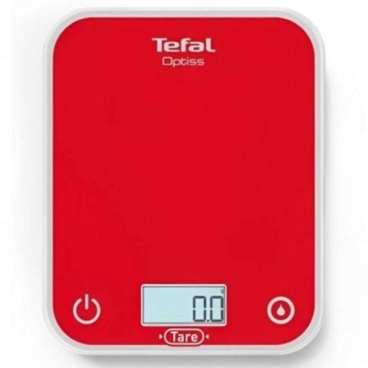Báscula de Cocina Tefal Optiss Roja 5kg Precisión 0.5g Vidrio Templado LCD Táctil