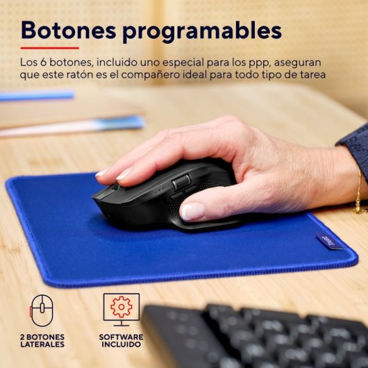 Ratón Trust inalámbrico 3200 DPI multidispositivo, batería recargable, botones silenciosos