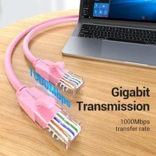 Cable de red Vention IBEPF Cat.6 1m 1000Mbps Rosa RJ45 UTP chapado en oro
