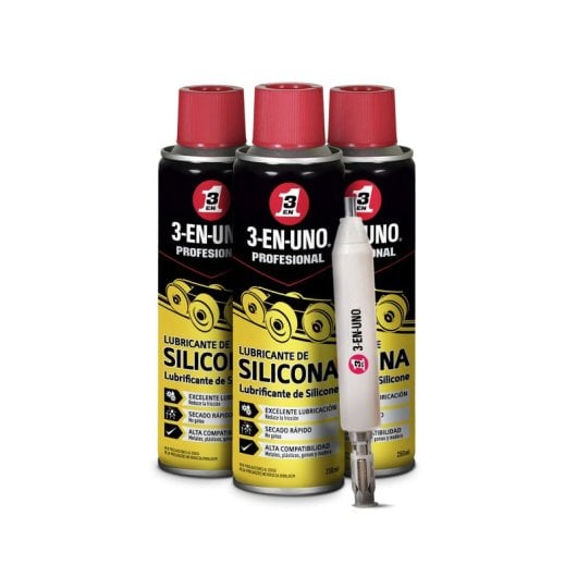 Pack Profesional De 3 Lubricantes De Silicona 250 Ml En Spray - Color Amarillo Y Negro Con Multiherramienta De Regalo