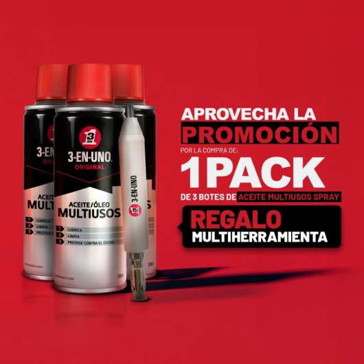 Pack De 3 Spray Multiusos 200 Ml - Lubricante, Limpiador Y Protector Antióxido Con Multiherramienta De Regalo