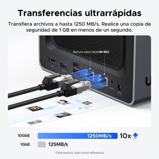 NAS UGREEN NASync DXP4800 Plus 8GB DDR5 Intel Pentium Gold 112TB SATA NVMe Ethernet Escritorio