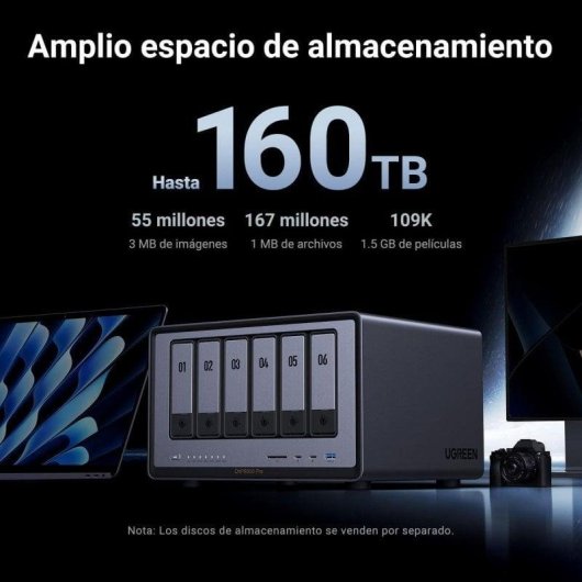 Disco Rígido NAS Interno Ugreen 8GB 168TB Thunderbolt i5-1235U Rackmount