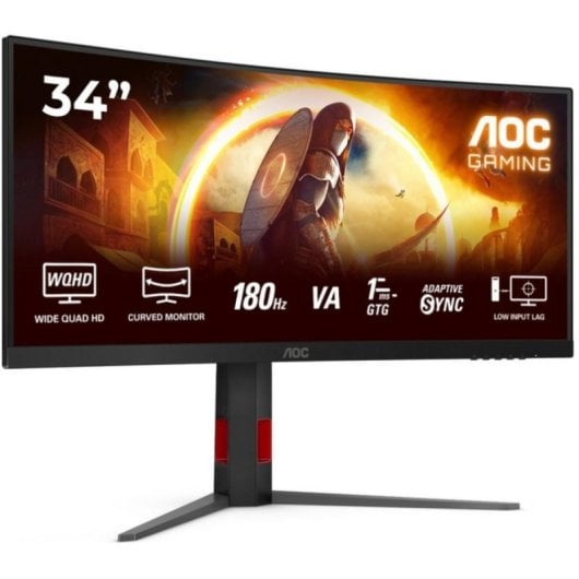 AOC CU34G4 34" Curvo WQHD 3440x1440 180Hz HDR10 Fast VA 1ms Negro