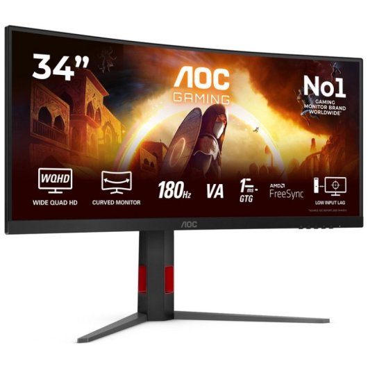 Monitor Curvo AOC CU34G4 34" 3440 x 1440 WQHD 180Hz HDR10 Monitor Curvo AOC CU34G4 34" 3440 x 1440 WQHD 180Hz HDR10