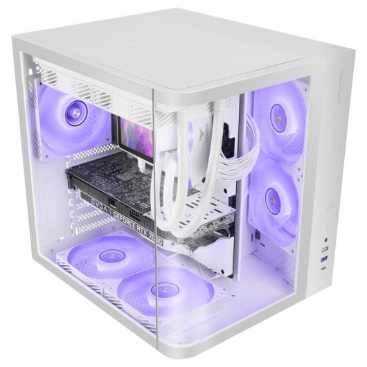 Mars Gaming MC-CURV Caja Gaming Atx Triple Cristal Templado Curvado Doble Cámara USB-C Blanco