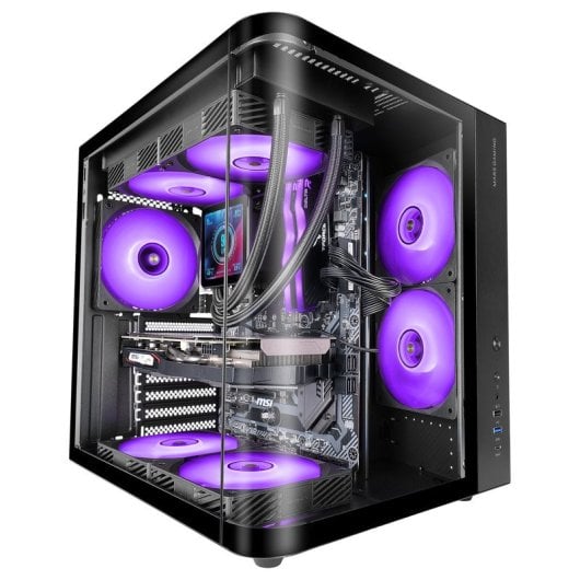 Mars Gaming Mc-curv Caja Gaming Atx Triple Cristal Templado Curvado Doble Cámara Usb-c Negro