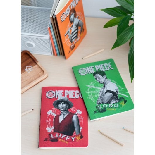 Pack 3 A5-Notizbücher One Piece Netflix – Monkey D. Luffy, Roronoa Zoro und Nami