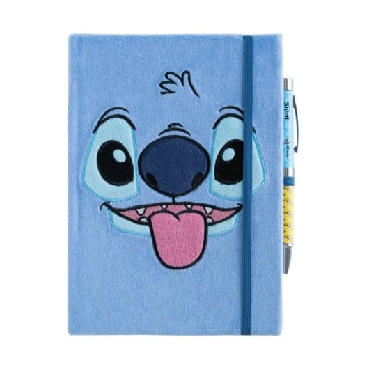 A5-Notizbuch mit Premium-Plüsch-Einband und Disney Stitch Tropical-Projektorstift