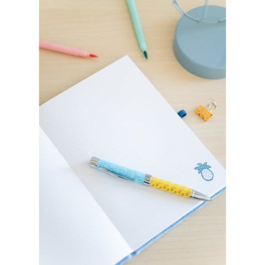 A5-Notizbuch mit Premium-Plüsch-Einband und Disney Stitch Tropical-Projektorstift