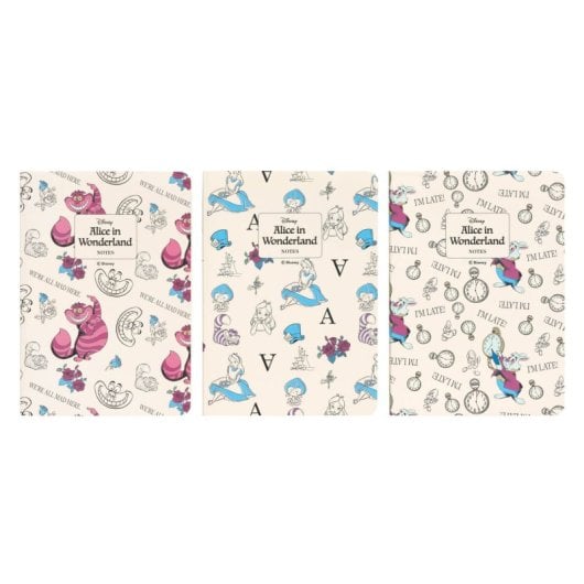 3er-Pack A6-Notizbücher „Alice im Wunderland“ von Disney