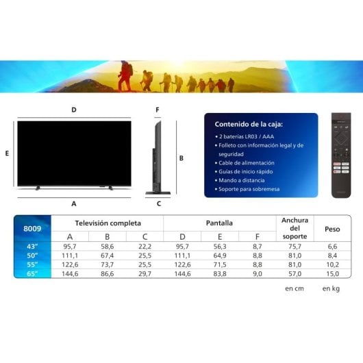 Philips Ambilight 43PUS8009 43“ LED UltraHD 4K HDR10+ + Barra de Sonido Philips TAB 4000/00