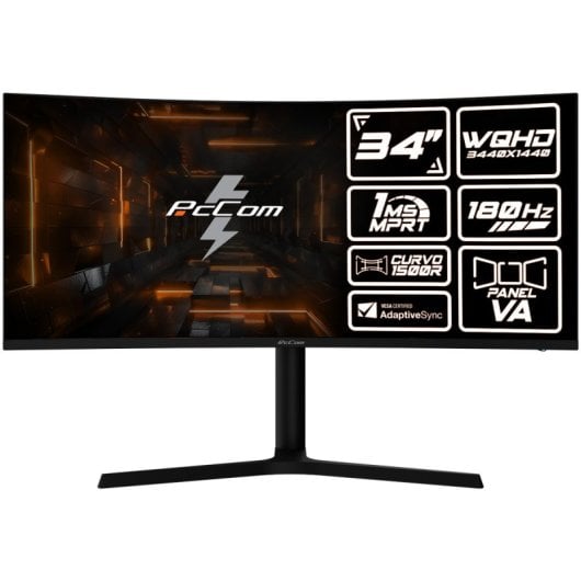 PcCom Elysium Pro Monitor gaming 34" VA WQHD 180Hz Adaptive Sync