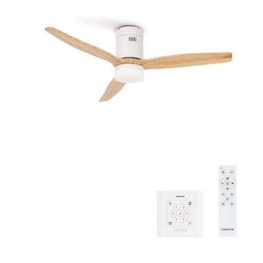 Create Wind Calm Ventilador De Techo Con Motor DC Lu LED y Mando 40W Madera