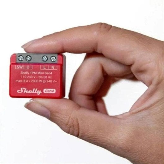 Módulo Automático Shelly 1PM Mini Gen4 Rojo Wi-Fi Zigbee Bluetooth 8A Monitorización Energética