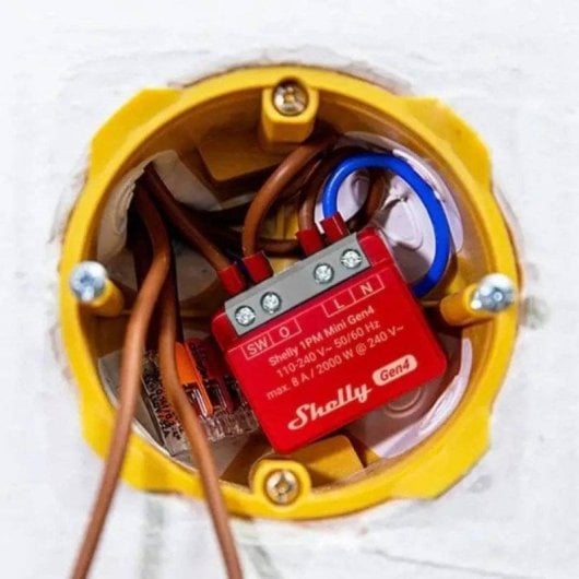 Módulo Automático Shelly 1PM Mini Gen4 Rojo Wi-Fi Zigbee Bluetooth 8A Monitorización Energética