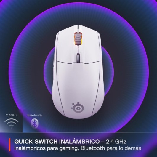 Ratón SteelSeries Rival 3 Wireless Gen 2 gaming inalámbrico 18000 DPI RGB 6 botones Blanco