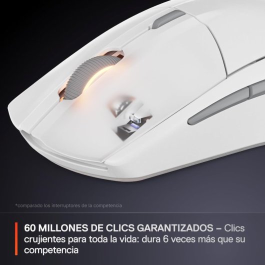 Ratón SteelSeries Rival 3 Wireless Gen 2 gaming inalámbrico 18000 DPI RGB 6 botones Blanco