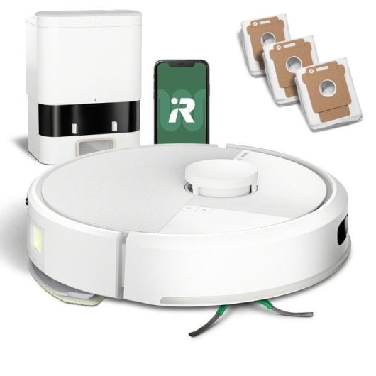 iRobot Roomba 105 Combo Robot Aspirador y Friegasuelos 7000Pa Blanco + Base de Autovaciado + Pack de 3 bolsas