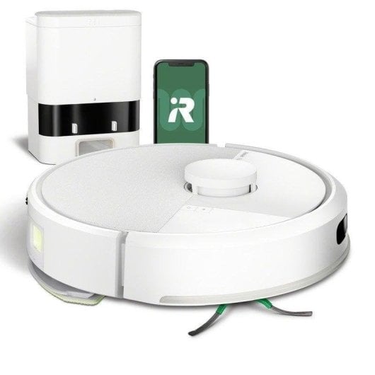 iRobot Roomba 105 Combo Saug- und Wischroboter, 7000 Pa, Weiß + selbstentleerende Basis + 3er-Pack Beutel