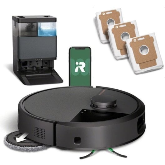 iRobot Roomba Plus 505 Combo Robot Aspirador con Base AutoWash Multifunción y Autolimpiable Negro + Pack de 3 bolsas