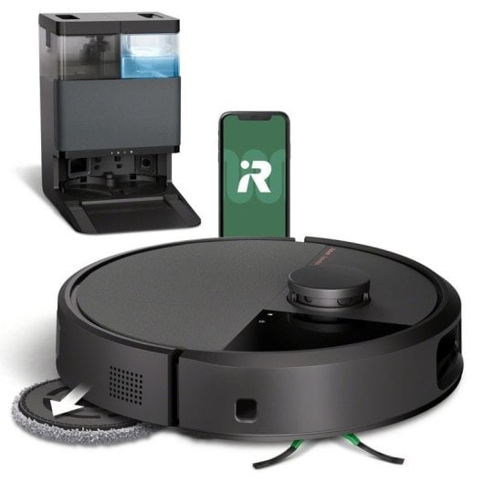 iRobot Roomba Plus 505 Combo Robot Aspirador con Base AutoWash Multifunción y Autolimpiable Negro + Pack de 3 bolsas