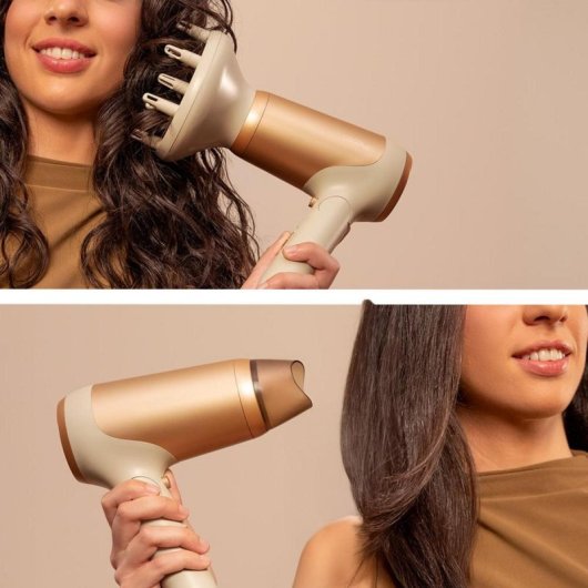 Secador de Pelo IoniCare Power&Go Heaven Champagne 2400W Motor DC Plegable Tecnología Iónica Difusor Aire Frío Precision