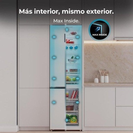 Réfrigérateur Combiné Cecotec Bolero CoolMarket 456L Total No Frost 201cm Classe C Verre Blanc
