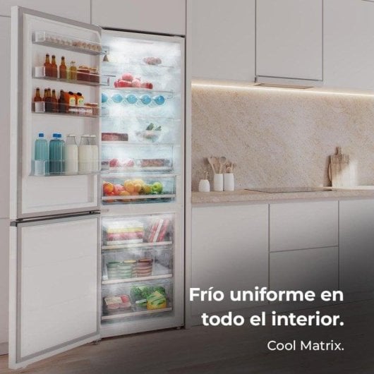 Réfrigérateur Combiné Cecotec Bolero CoolMarket 456L Total No Frost 201cm Classe C Verre Blanc