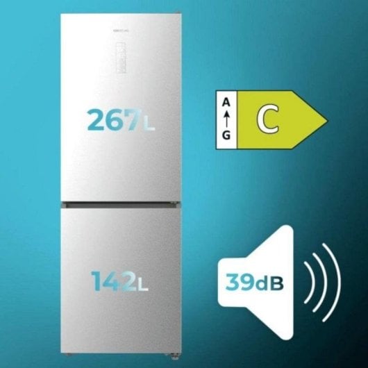 Frigorifero Combi Cecotec Bolero CoolMarket Combi 409 Total No Frost 185cm 409L C Inox