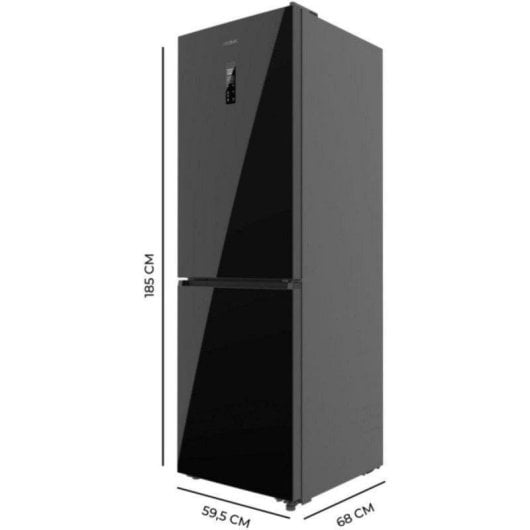 Réfrigérateur Combiné Cecotec Bolero Combi 409 Black Glass Total No Frost 185 cm 409 L C Noir Verre