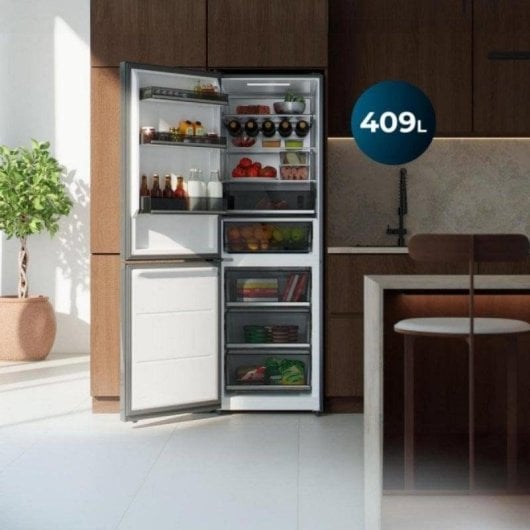 Réfrigérateur Combiné Cecotec Bolero Combi 409 Black Glass Total No Frost 185 cm 409 L C Noir Verre