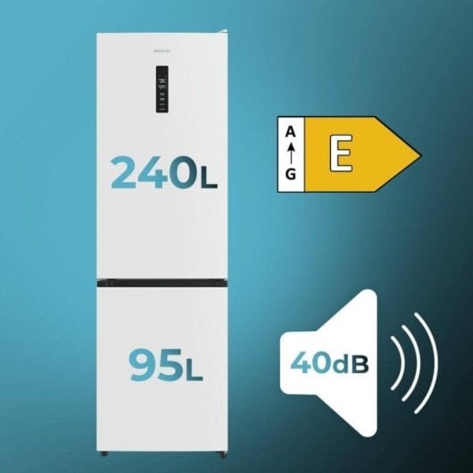 Frigorífico Combi Cecotec Bolero CoolMarket Combi 335 Total No Frost 195,3cm 335L E Branco