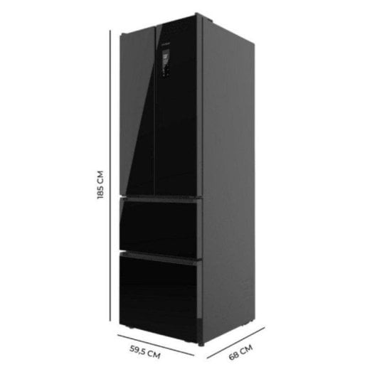 Frigorifero Quattro Porte Cecotec Bolero CoolMarket Combi F2D 395 Total No Frost 185cm 395L E Black Glass Display