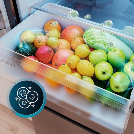 Kühlschrank Vier Türen Cecotec Bolero CoolMarket F2D 403 Inox E Total No Frost 185cm 403L E Grau Display Inverter