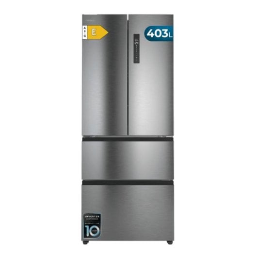 Kühlschrank Vier Türen Cecotec Bolero CoolMarket F2D 403 Inox E Total No Frost 185cm 403L E Grau Display Inverter