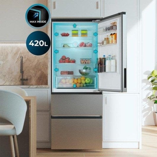 Kühlschrank Vier Türen Cecotec Bolero CoolMarket FD 420 Total No Frost 185cm 420L E Inox